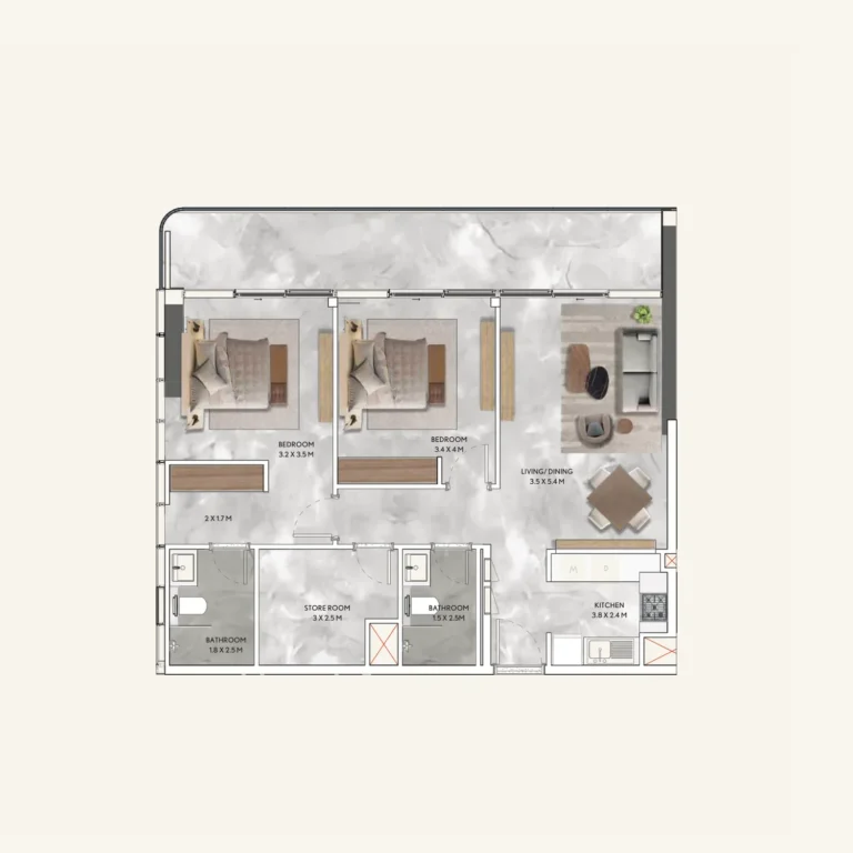 California By Sd floor plan 2 BR