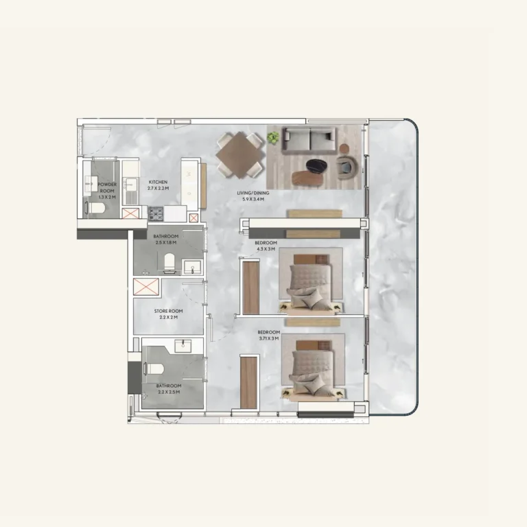California By Sd floor plan 2 BR