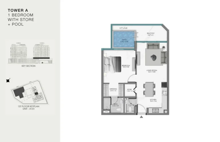 Ocean Bay By Samana Developers floor plan 1 BR