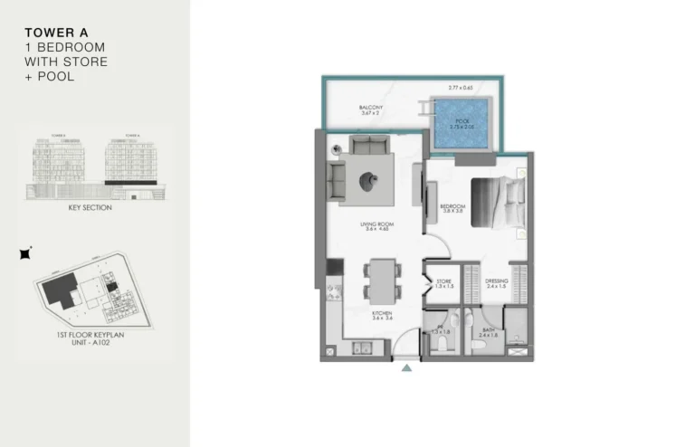 Ocean Bay By Samana Developers floor plan 1 BR