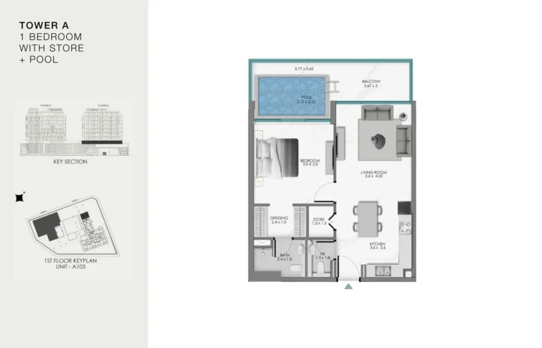 Ocean Bay By Samana Developers floor plan 1 BR