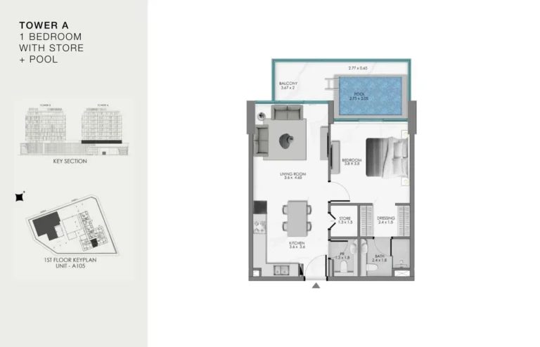 Ocean Bay By Samana Developers floor plan 1 BR