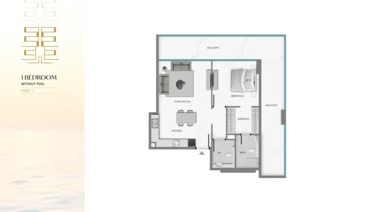 Ocean Crest By Sd floor plan 1-спальн.