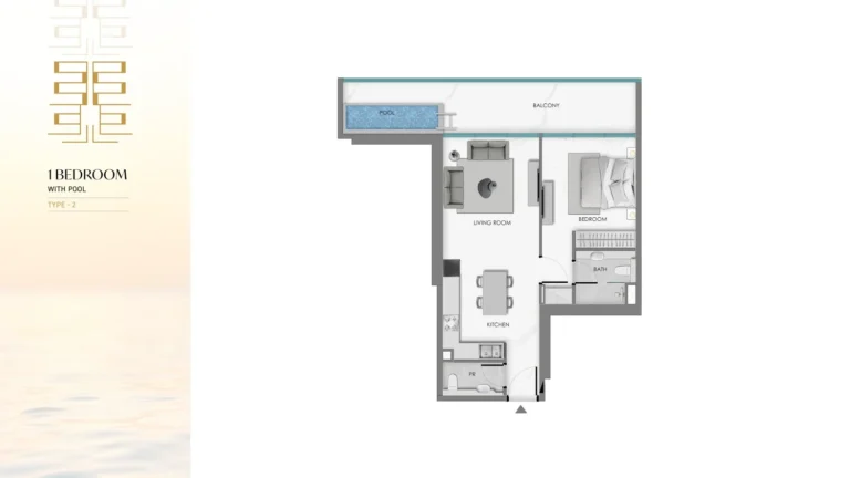 Ocean Crest By Sd floor plan 1-спальн.