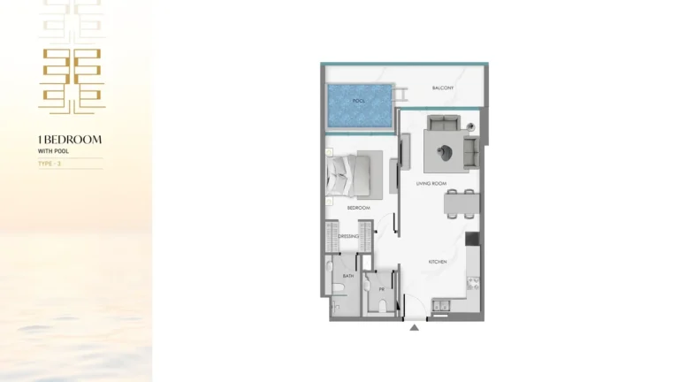 Ocean Crest By Sd floor plan 1-спальн.