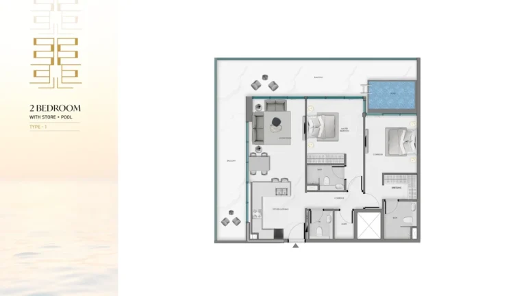Ocean Crest By Sd floor plan 2-спальн.