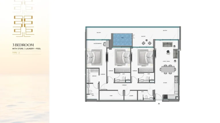 Ocean Crest By Sd floor plan 3-спальн.