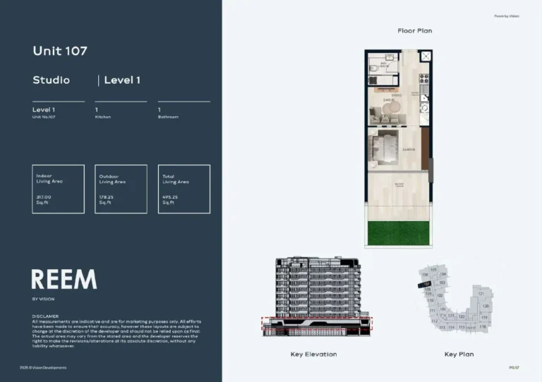 Reem By Vision floor plan Студия · 495 sqft