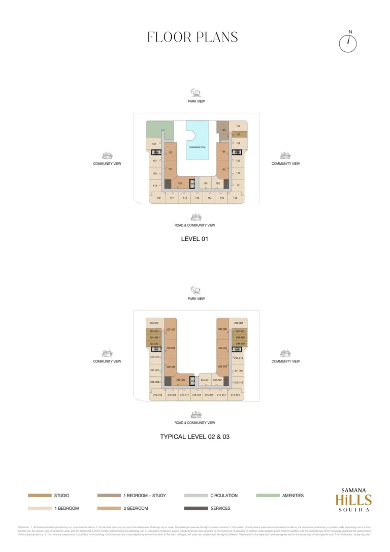 Samana Hills South 3 floor plan Студия