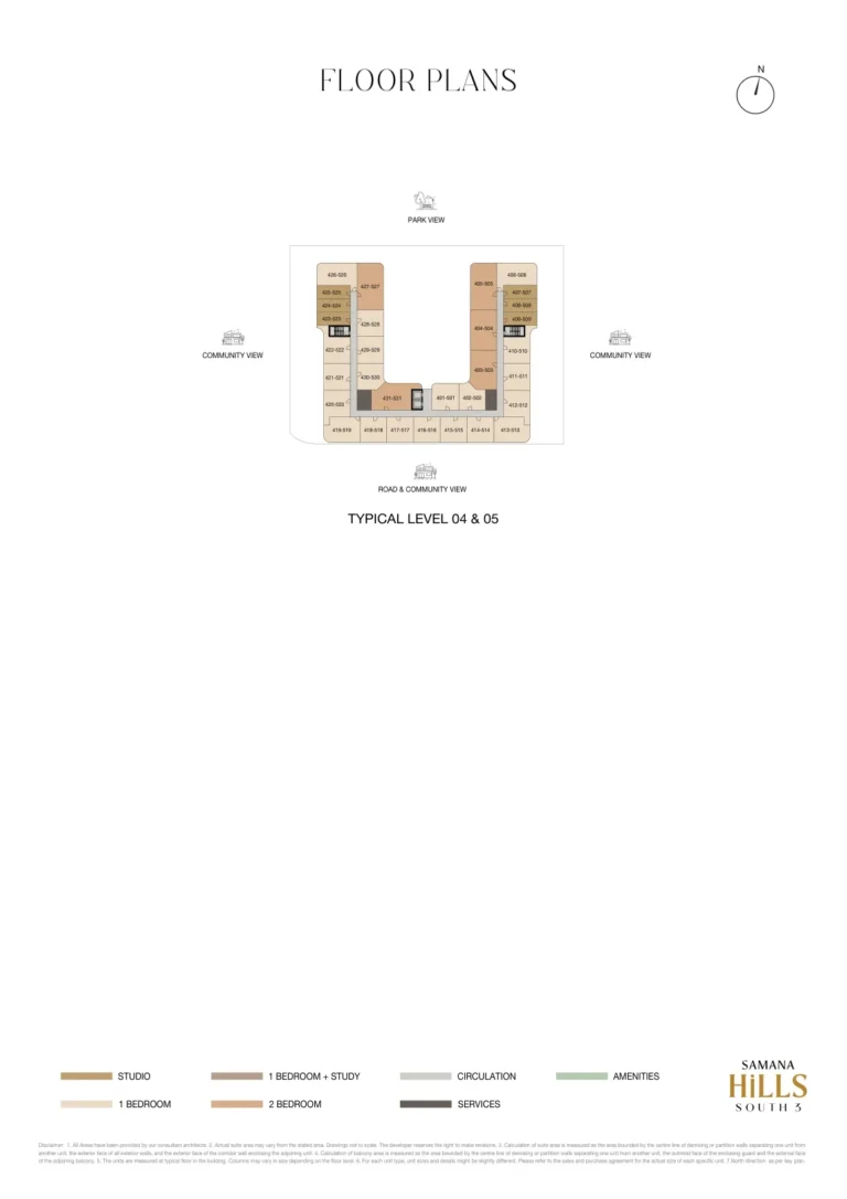 Samana Hills South 3 floor plan Студия