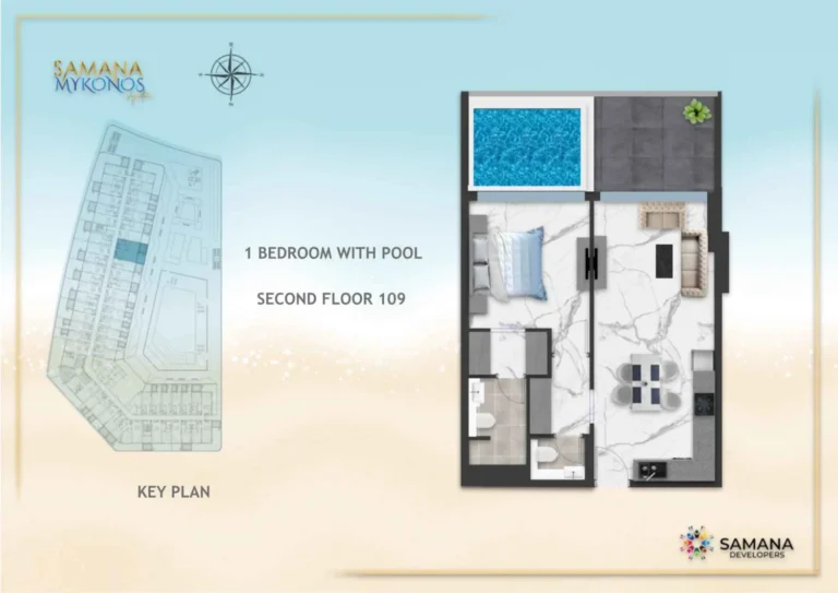 Samana Mykonos Signature floor plan 1-спальн.