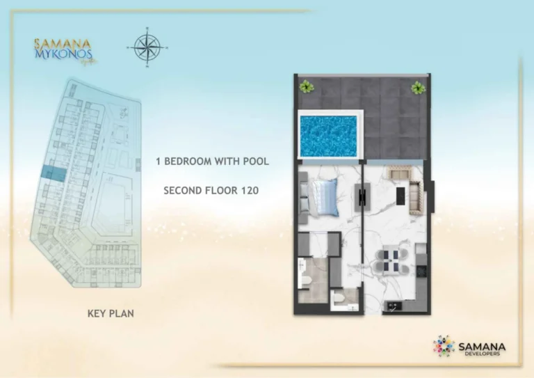 Samana Mykonos Signature floor plan 1-спальн.