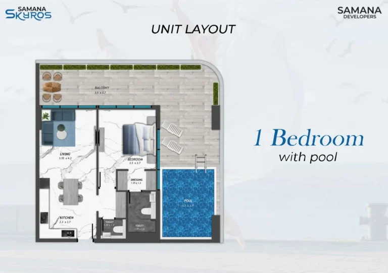 Samana Skyros floor plan 1 BR