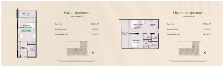 99 Park Place floor plan 1-спальн. · 843 sqft