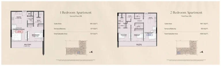 99 Park Place floor plan 1-спальн. · 737 sqft