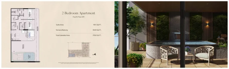 99 Park Place floor plan 2-спальн. · 2150 sqft