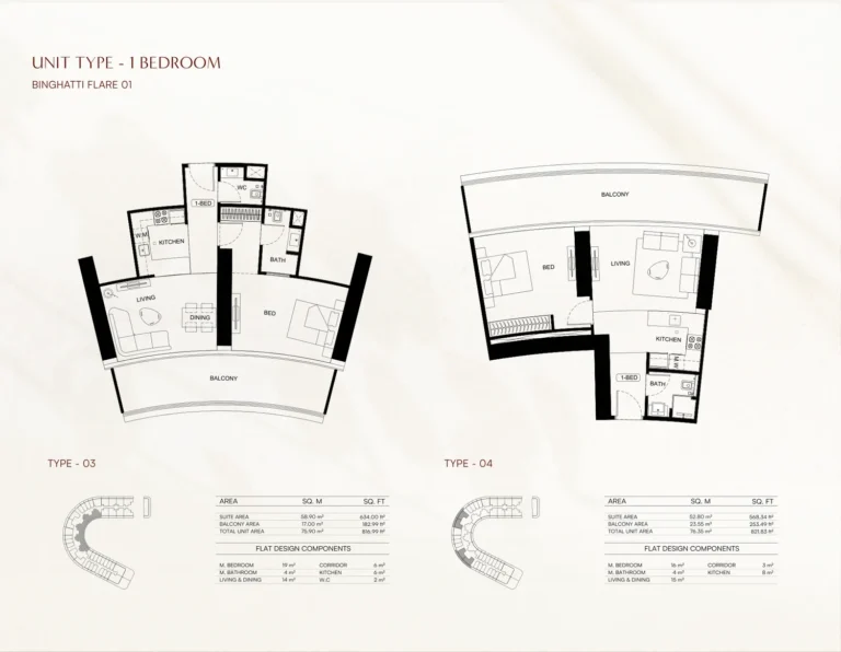 Binghatti Flare 02 floor plan 1 BR · 816 sqft