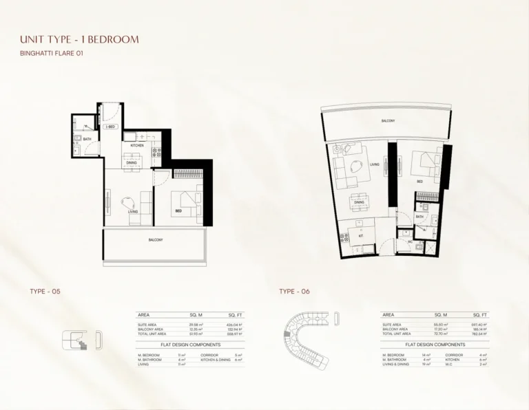 Binghatti Flare 02 floor plan 1 BR · 782 sqft