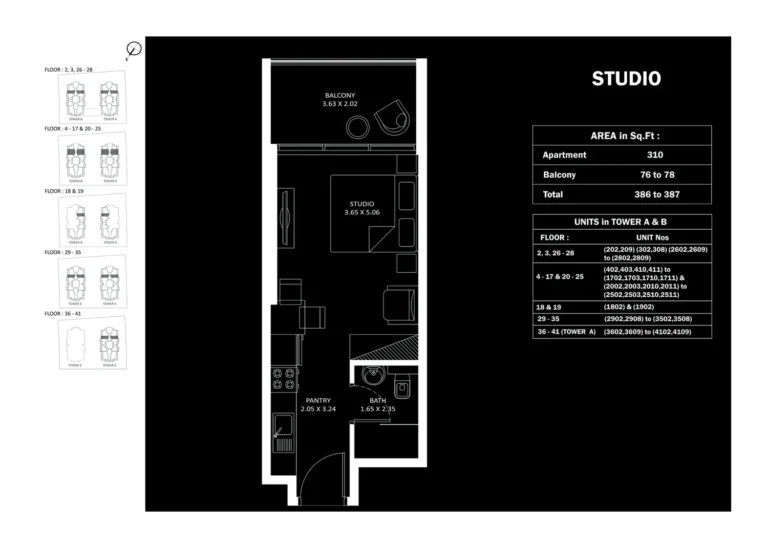 Elitz By Danube floor plan Studio · 386 sqft