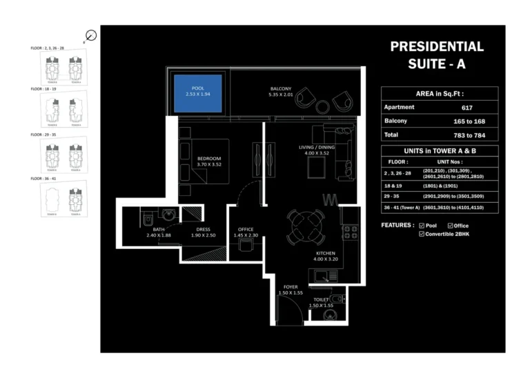 Elitz By Danube floor plan 2 BR · 783 sqft
