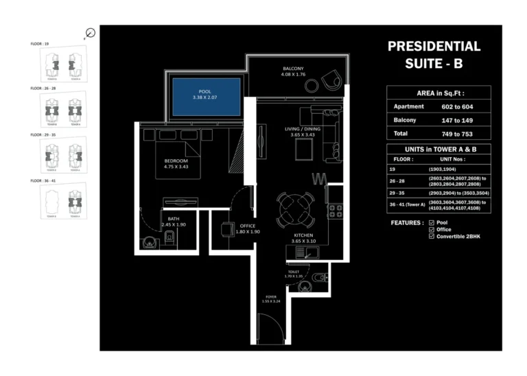 Elitz By Danube floor plan 2 BR · 749 sqft