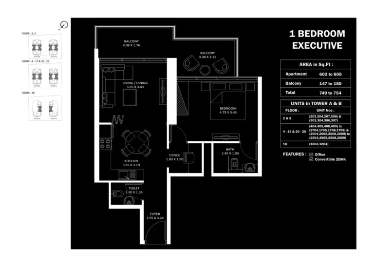 Elitz By Danube floor plan 1 BR · 749 sqft