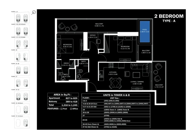 Elitz By Danube floor plan 2 BR · 1216 sqft