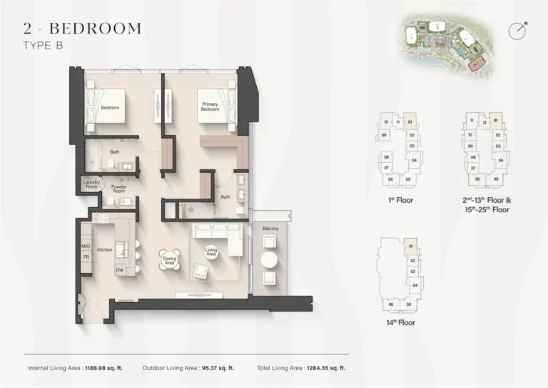 Eltiera Views floor plan 2 BR · 1284 sqft