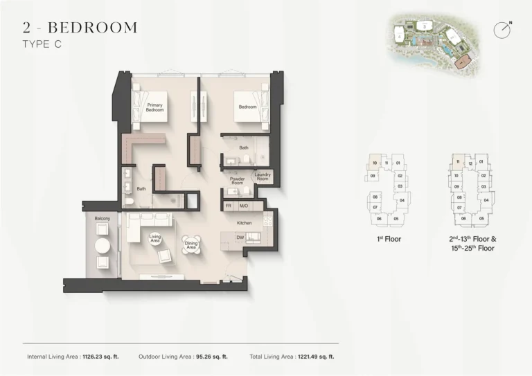 Eltiera Views floor plan 2 BR · 1221 sqft