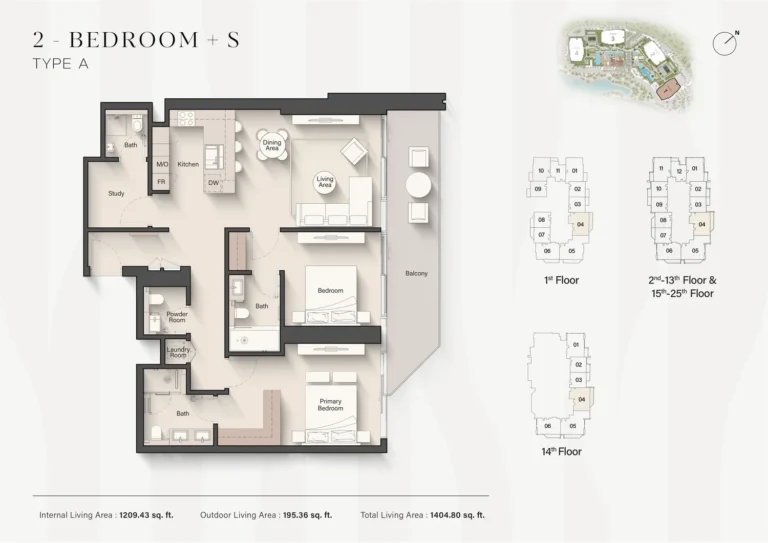 Eltiera Views floor plan 2 BR · 1404 sqft