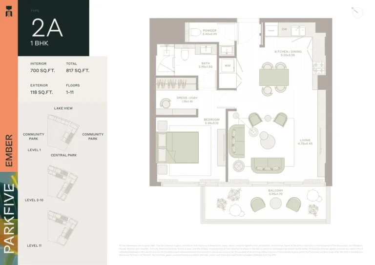 Ember At Park Five floor plan 1 BR · 817 sqft