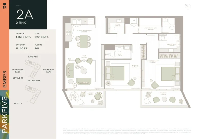 Ember At Park Five floor plan 2 BR · 1221 sqft