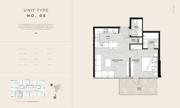 Future Residence floor plan 1 BR · 692 sqft
