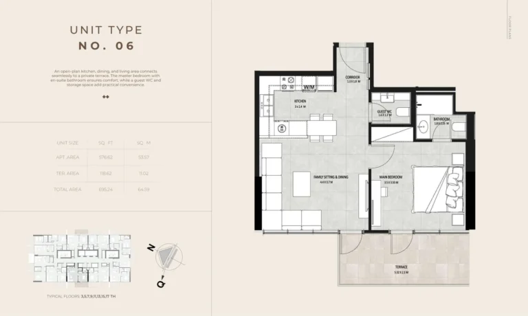 Future Residence floor plan 1 BR · 695 sqft