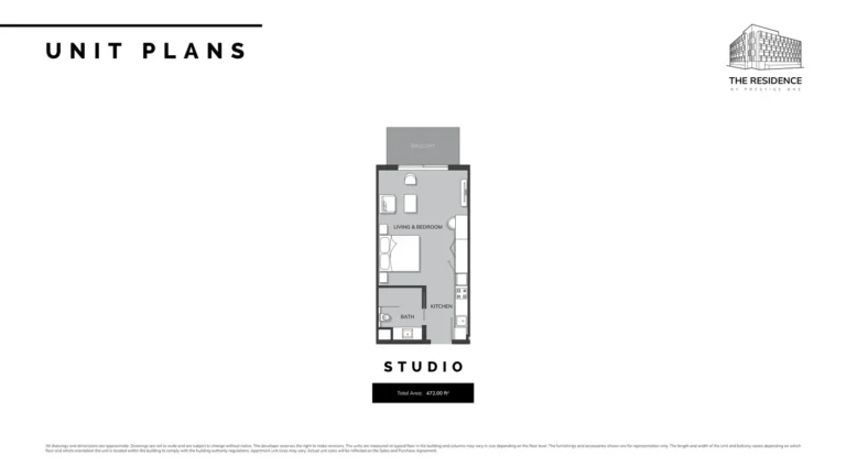 Prestige One Residences floor plan Studio · 472 sqft