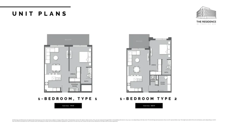 Prestige One Residences floor plan 1 BR · 779 sqft