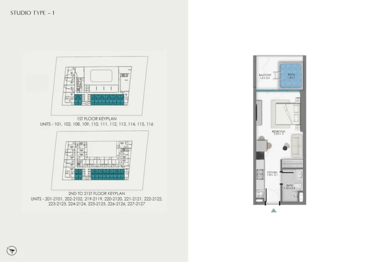 Samana Sky Views floor plan Studio
