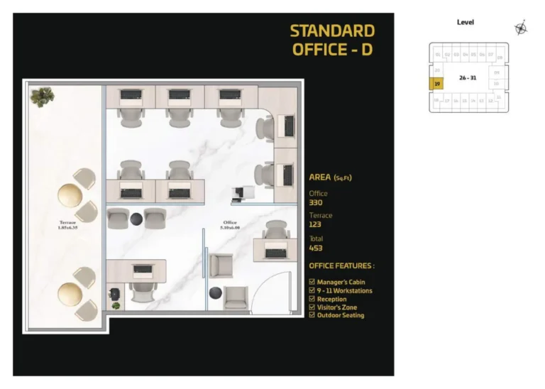 Shahrukhz By Danube floor plan Studio · 453 sqft
