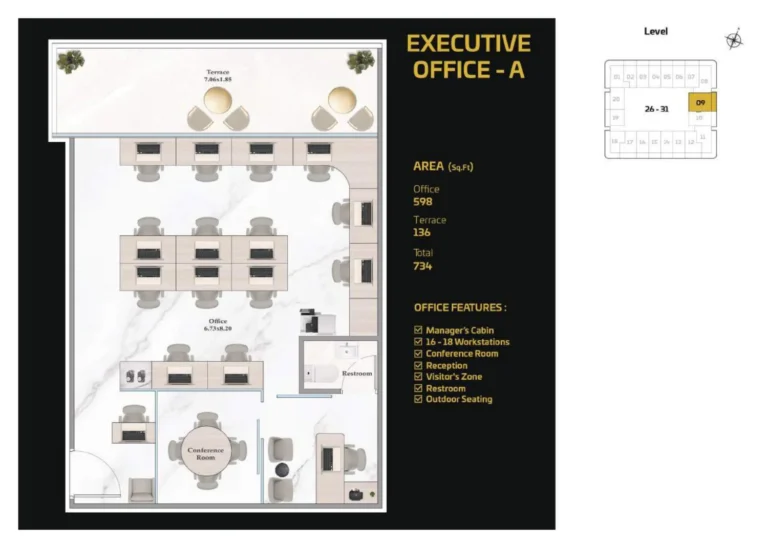 Shahrukhz By Danube floor plan Studio · 734 sqft