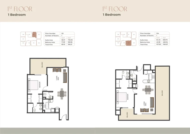 Sukoon By Nuri floor plan 1 BR · 916 sqft