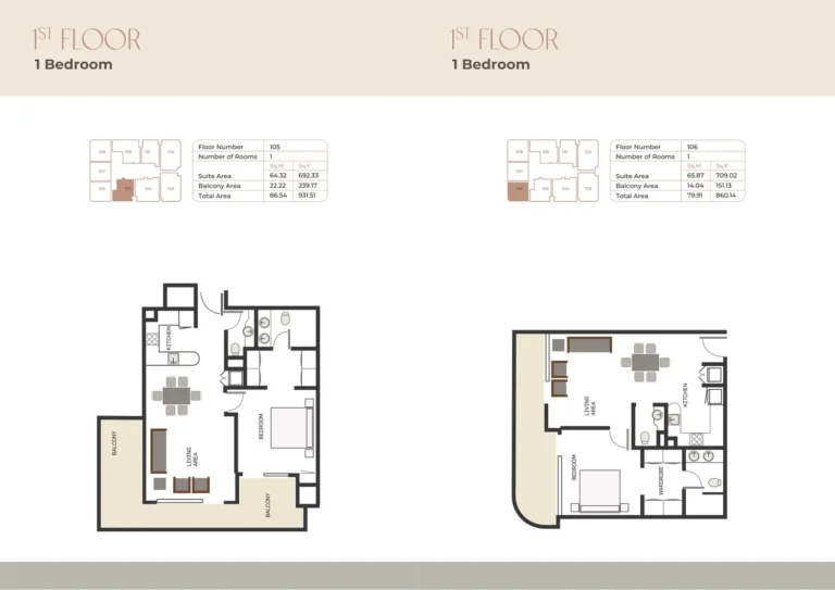 Sukoon By Nuri floor plan 1 BR · 931 sqft
