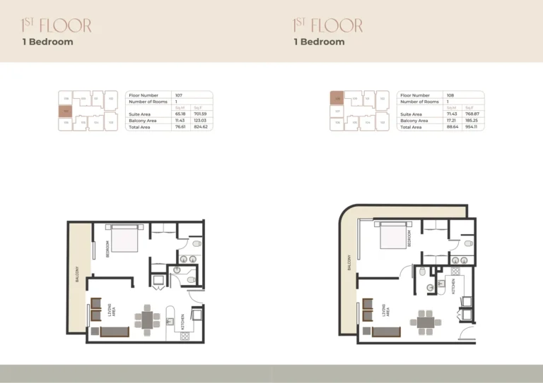 Sukoon By Nuri floor plan 1 BR · 824 sqft