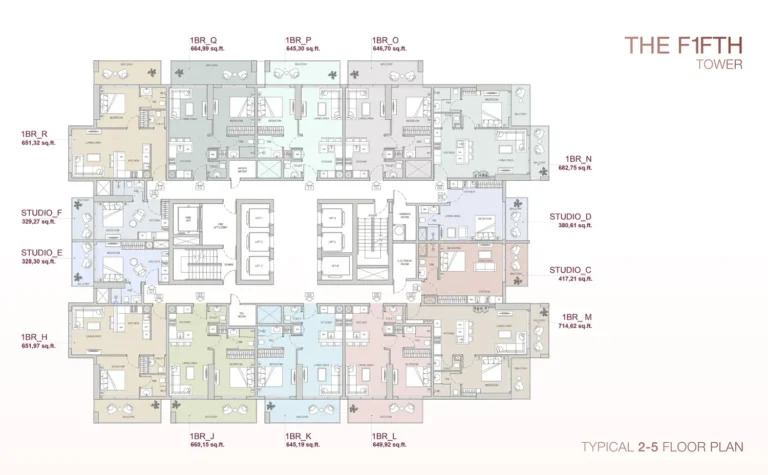 The Fifth Tower floor plan 1 BR · 664 sqft