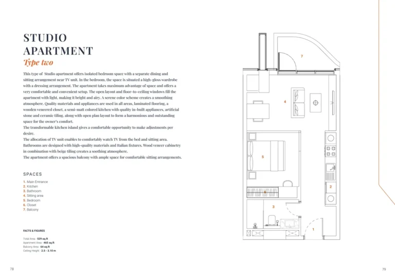 The Orchard Place — Tower C floor plan Студия · 529 sqft