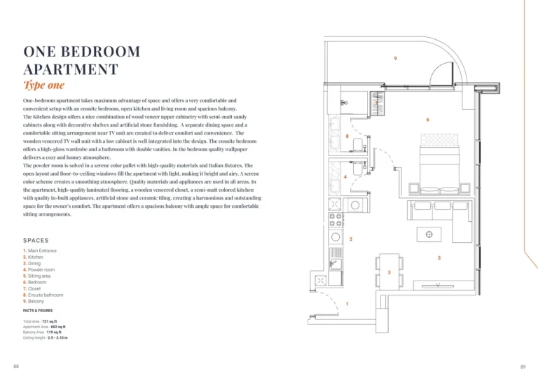The Orchard Place — Tower C floor plan 1-спальн. · 721 sqft