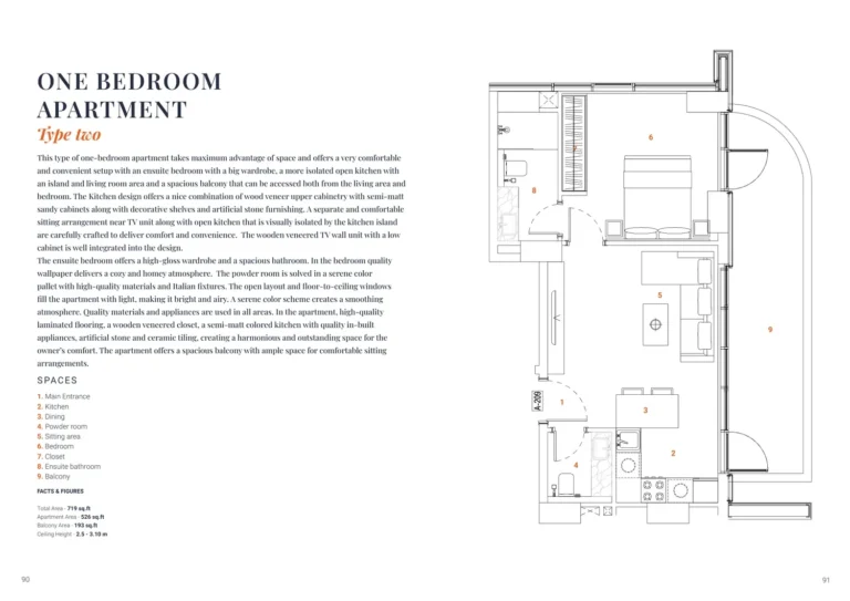 The Orchard Place — Tower C floor plan 1-спальн. · 719 sqft