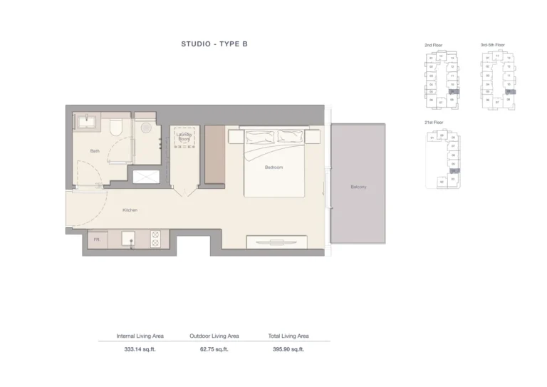 Uh East By Ellington floor plan Studio · 395 sqft