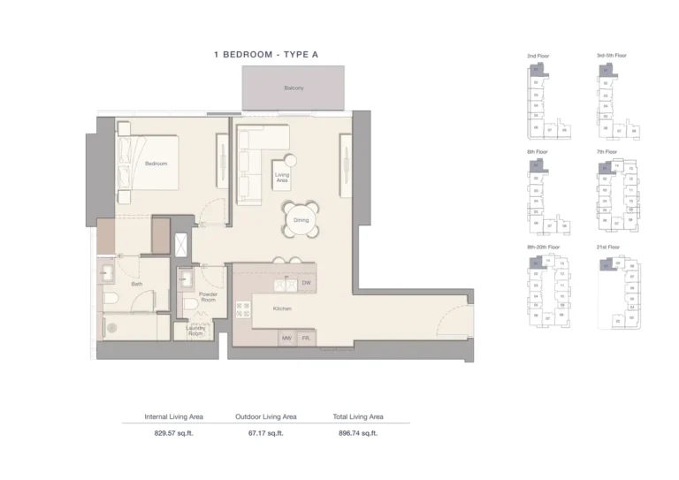 Uh East By Ellington floor plan 1 BR · 896 sqft