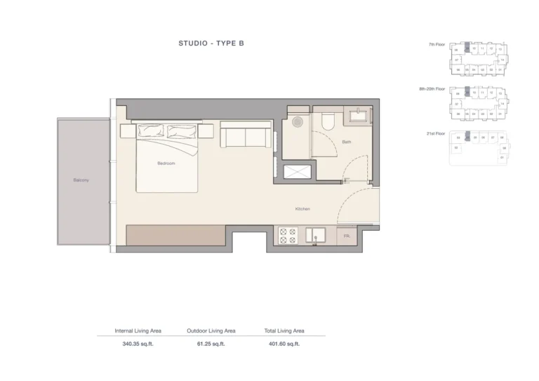 Uh West By Ellington floor plan Studio · 401 sqft