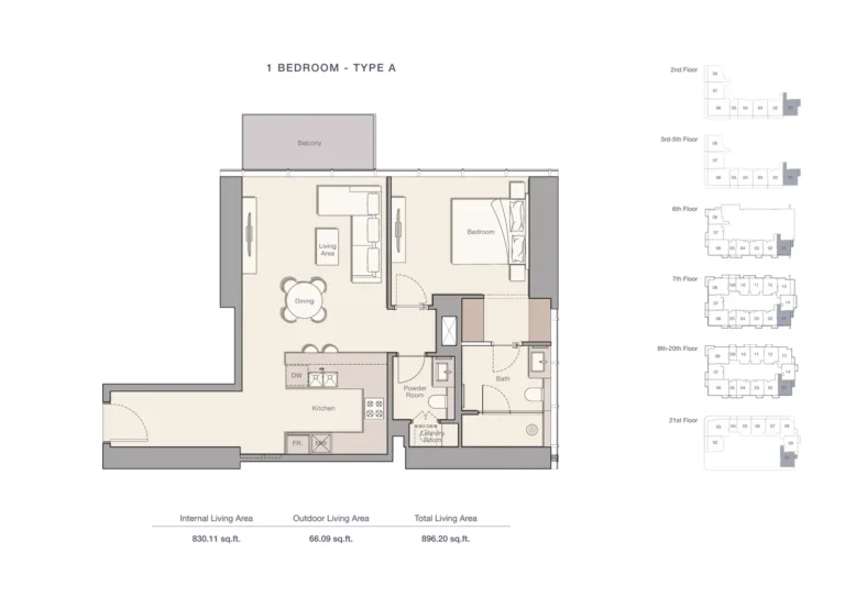 Uh West By Ellington floor plan 1 BR · 896 sqft